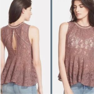 Free People Purple Asymmetrical Peplum Blouse